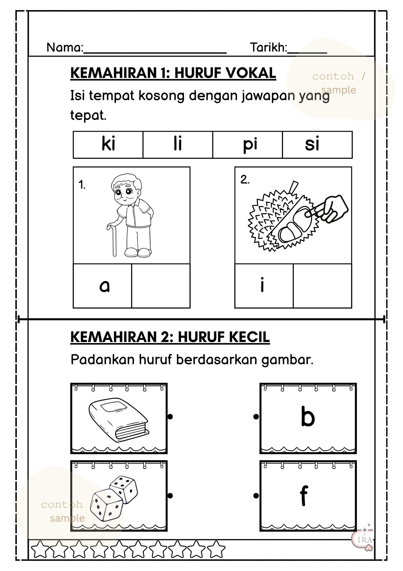 Belajar huruf vokal dan huruf kecil sesuai untuk 4 hingga 7 tahun